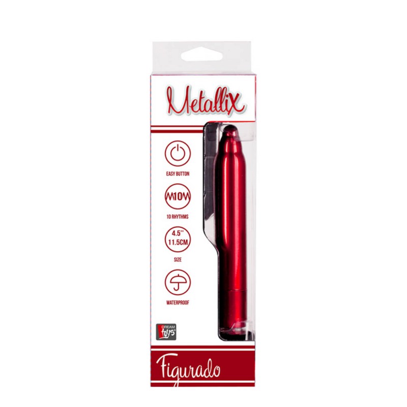 Vibratorul METALLIX FIGURADO BULBED RED
